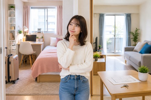 チャットレディ事務所の寮と一般賃貸を比較するイメージ画像