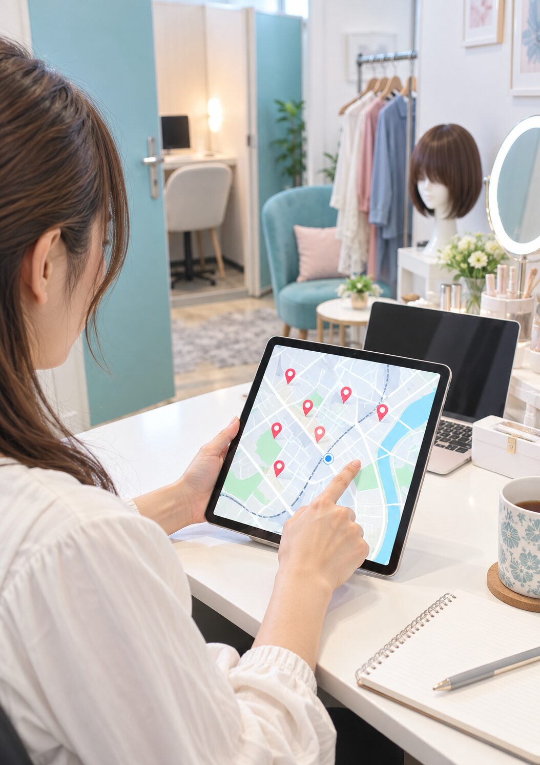 マーメイドの通勤店舗とエリアを確認する様子のイメージ画像